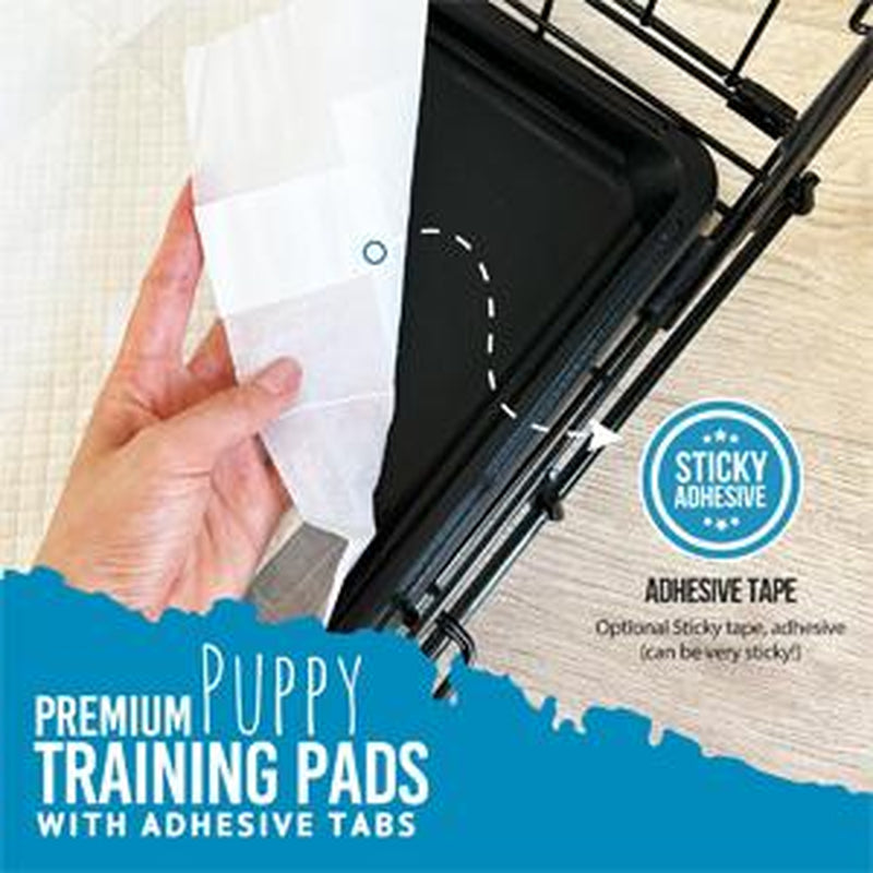 Bulldogology Premium Puppy Pee Pads with Adhesive Sticky Tape (24X24) Large Dog Training Wee Pads with 6 Layer Extra Quick Dry Bullsorbent Polymer Tech (100-Count, White)